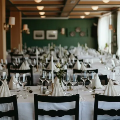 Et bord dekket for en fest