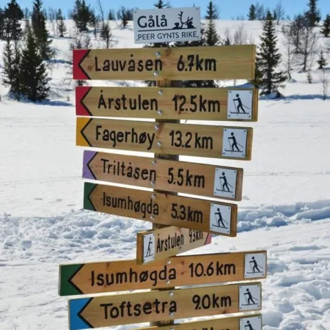 et skilt med forskjellige retninger på